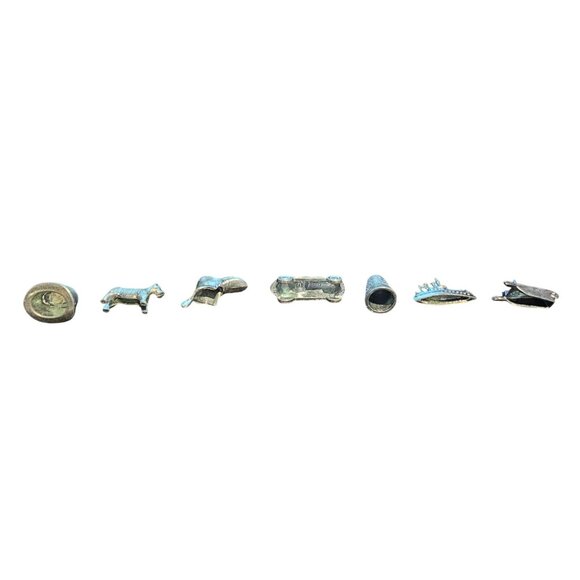 Monopoly Board Game Tokens Set Of 7 Grey Silver Replacement Pieces Parts - Picture 5 of 9
